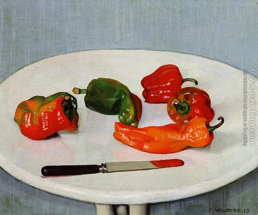 Felix Vallotton : Still Life with Red Peppers on a White Lacquered Table